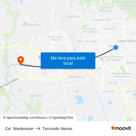 Cel. Niederauer to Tancredo Neves map