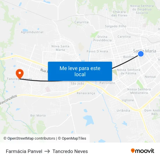 Farmácia Panvel to Tancredo Neves map