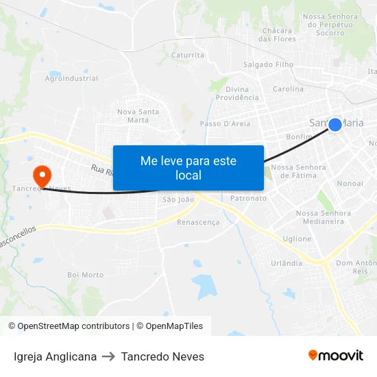 Igreja Anglicana to Tancredo Neves map