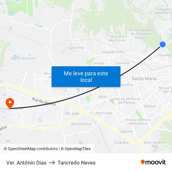 Ver. Antônio Dias to Tancredo Neves map