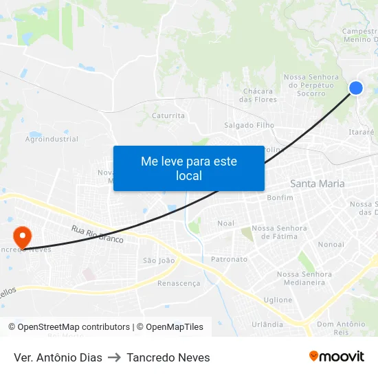 Ver. Antônio Dias to Tancredo Neves map