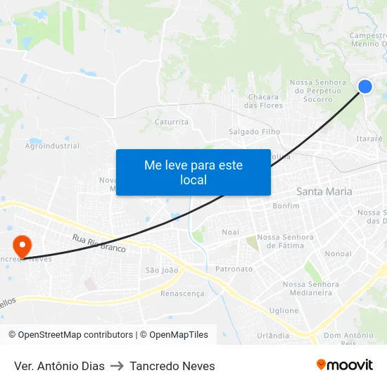 Ver. Antônio Dias to Tancredo Neves map