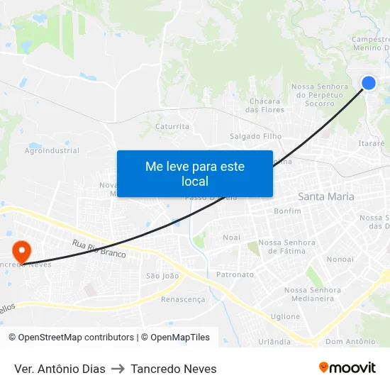 Ver. Antônio Dias to Tancredo Neves map