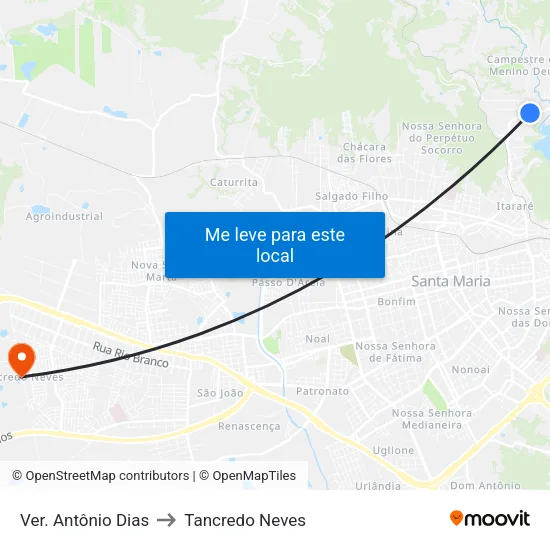 Ver. Antônio Dias to Tancredo Neves map