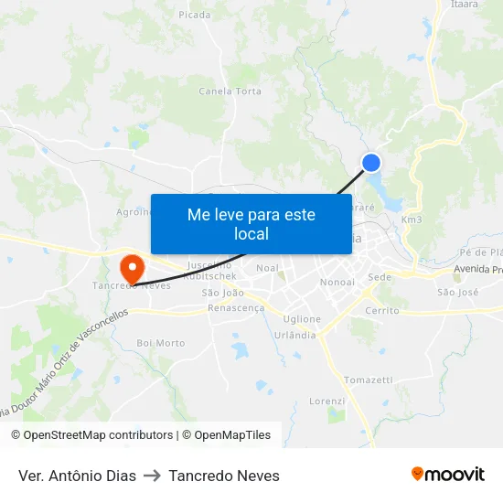 Ver. Antônio Dias to Tancredo Neves map