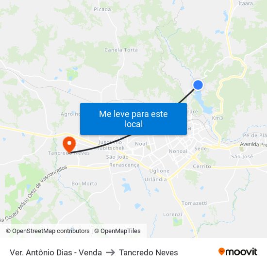 Ver. Antônio Dias - Venda to Tancredo Neves map