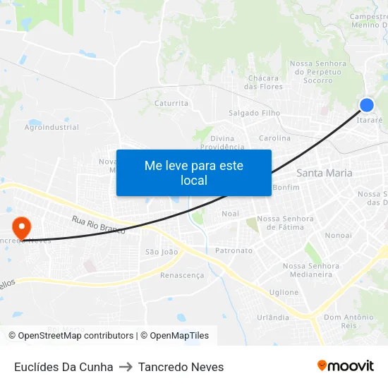 Euclídes Da Cunha to Tancredo Neves map