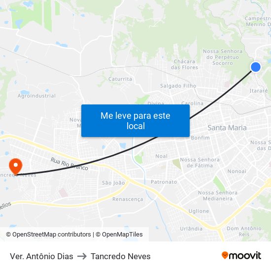 Ver. Antônio Dias to Tancredo Neves map