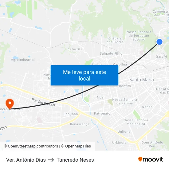 Ver. Antônio Dias to Tancredo Neves map