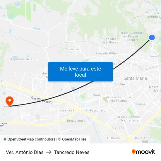 Ver. Antônio Dias to Tancredo Neves map