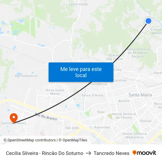 Cecília Silveira - Rincão Do Soturno to Tancredo Neves map