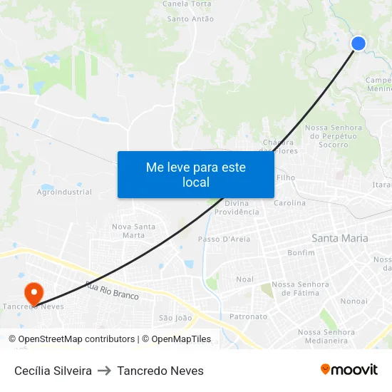 Cecília Silveira to Tancredo Neves map