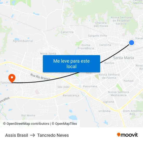 Assis Brasil to Tancredo Neves map