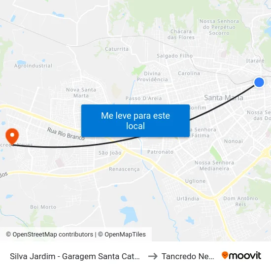 Silva Jardim - Garagem Santa Catarina to Tancredo Neves map
