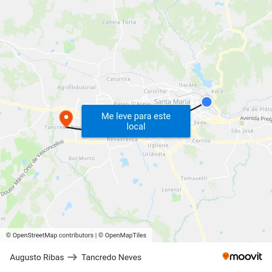 Augusto Ribas to Tancredo Neves map