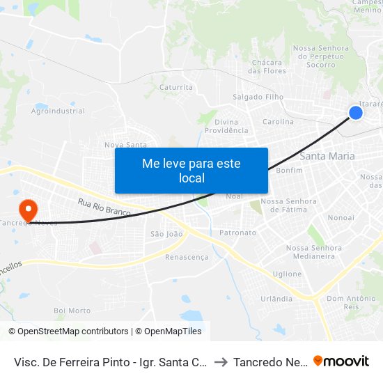 Visc. De Ferreira Pinto - Igr. Santa Catarina to Tancredo Neves map