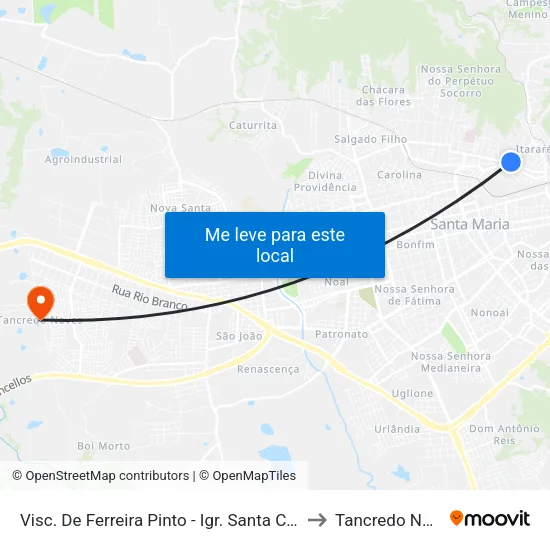 Visc. De Ferreira Pinto - Igr. Santa Catarina to Tancredo Neves map