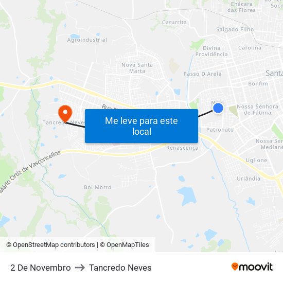 2 De Novembro to Tancredo Neves map