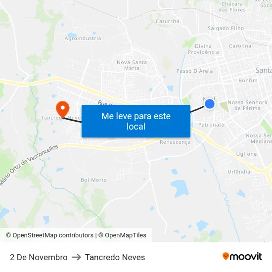 2 De Novembro to Tancredo Neves map