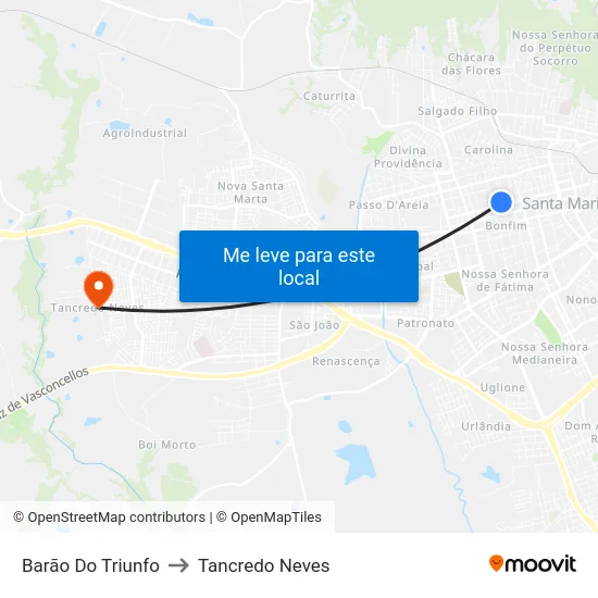 Barão Do Triunfo to Tancredo Neves map