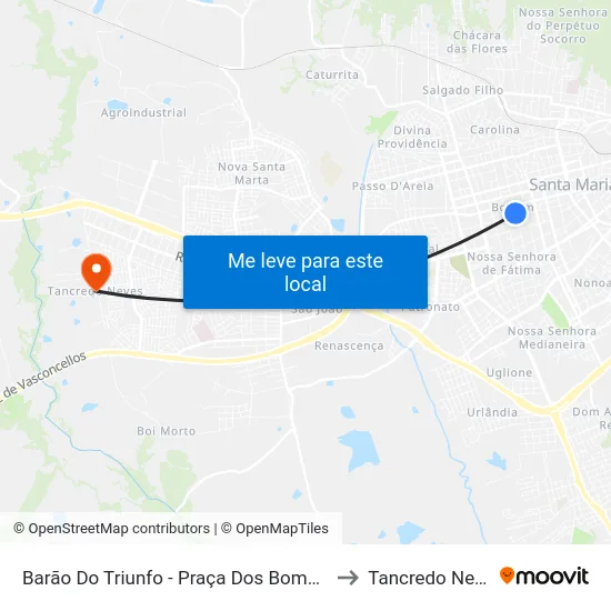 Barão Do Triunfo - Praça Dos Bombeiros to Tancredo Neves map