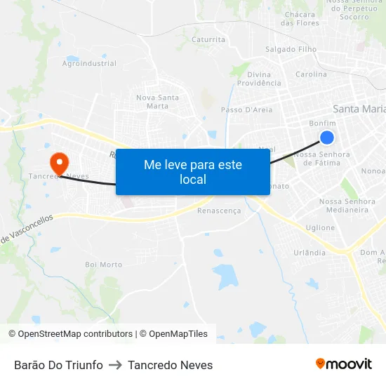 Barão Do Triunfo to Tancredo Neves map