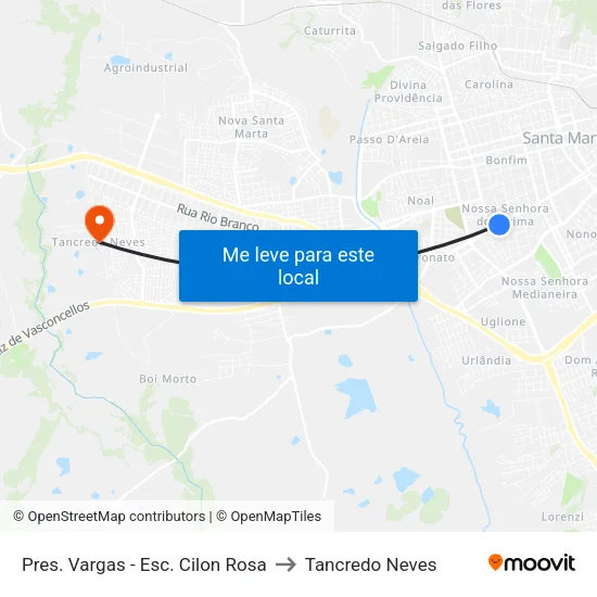 Pres. Vargas - Esc. Cilon Rosa to Tancredo Neves map
