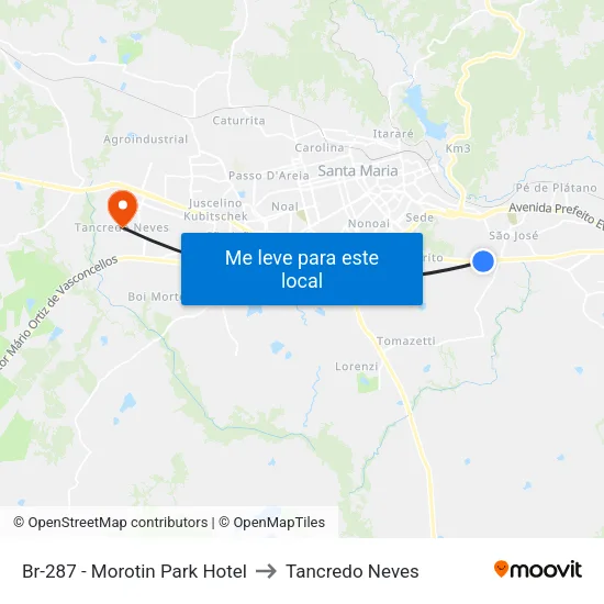 Br-287 - Morotin Park Hotel to Tancredo Neves map