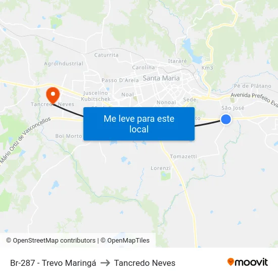 Br-287 - Trevo Maringá to Tancredo Neves map