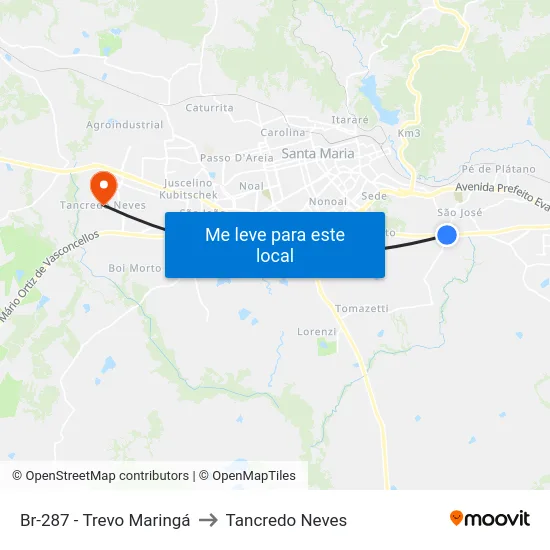 Br-287 - Trevo Maringá to Tancredo Neves map