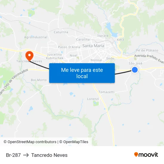 Br-287 to Tancredo Neves map