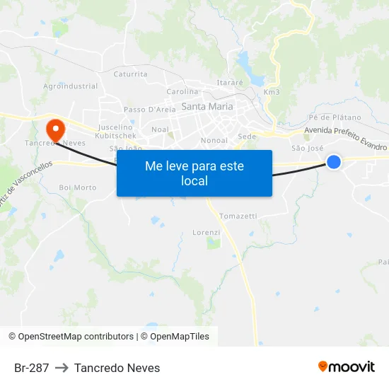 Br-287 to Tancredo Neves map