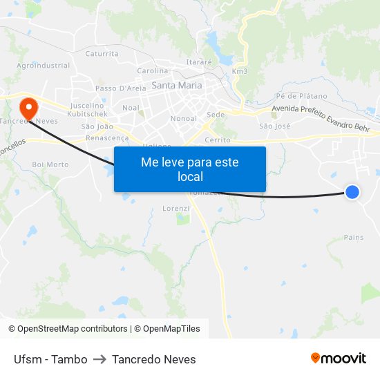 Ufsm - Tambo to Tancredo Neves map