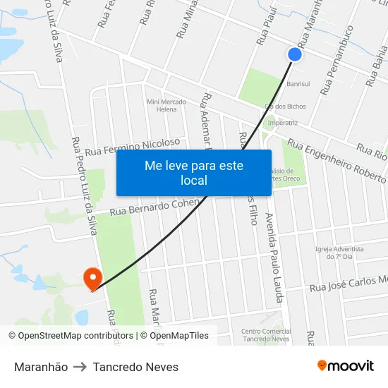 Maranhão to Tancredo Neves map