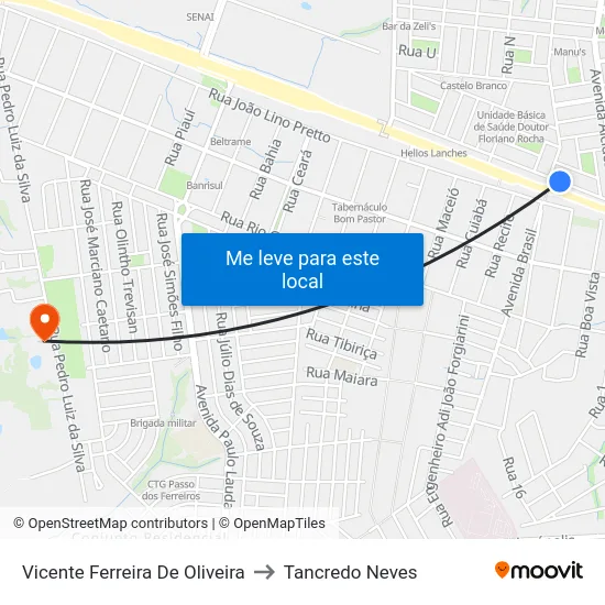 Vicente Ferreira De Oliveira to Tancredo Neves map