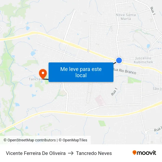 Vicente Ferreira De Oliveira to Tancredo Neves map