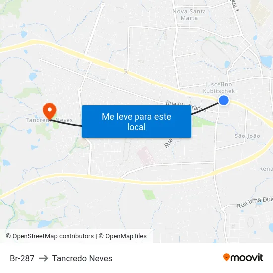 Br-287 to Tancredo Neves map