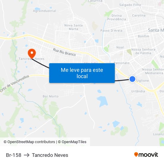 Br-158 to Tancredo Neves map