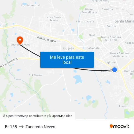 Br-158 to Tancredo Neves map