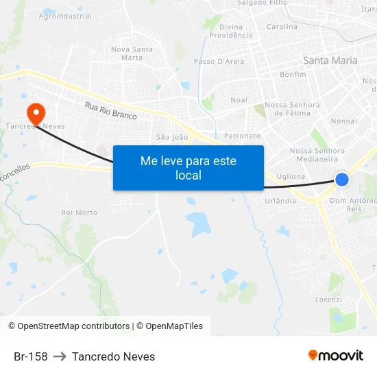 Br-158 to Tancredo Neves map