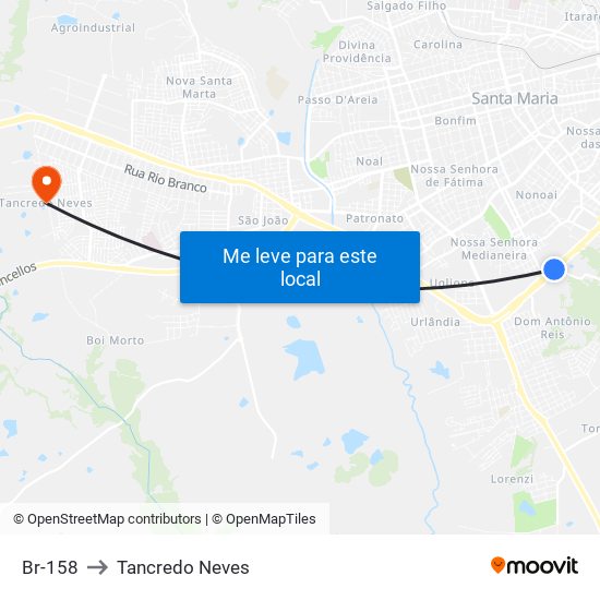 Br-158 to Tancredo Neves map