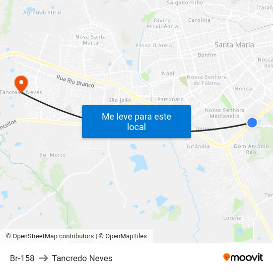 Br-158 to Tancredo Neves map