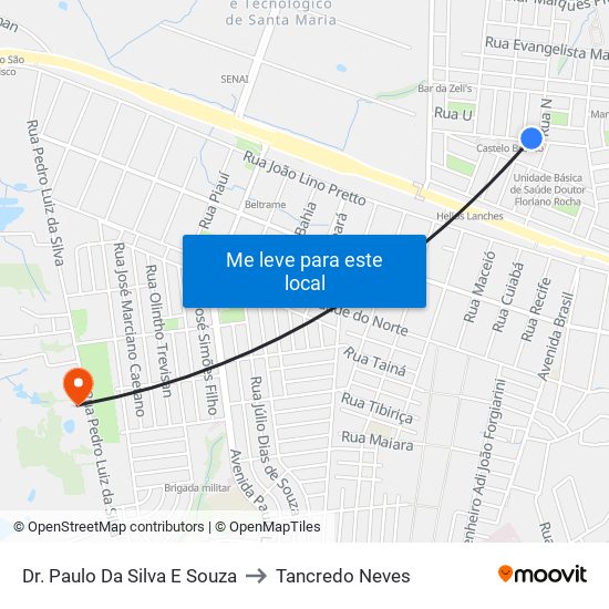 Dr. Paulo Da Silva E Souza to Tancredo Neves map