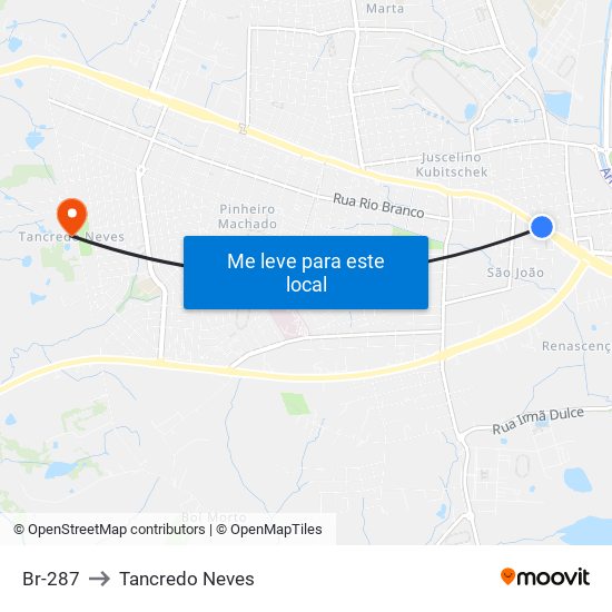 Br-287 to Tancredo Neves map