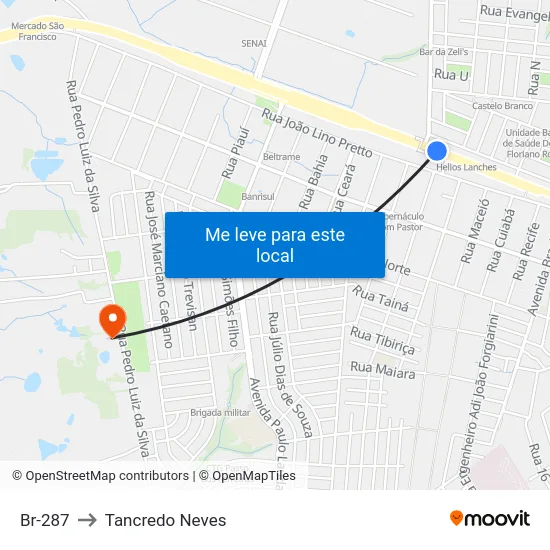 Br-287 to Tancredo Neves map