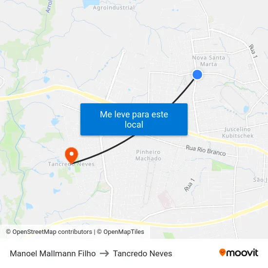 Manoel Mallmann Filho to Tancredo Neves map