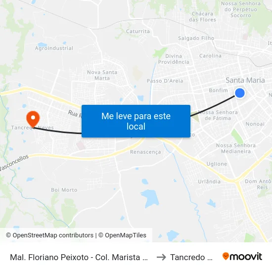 Mal. Floriano Peixoto - Col. Marista Santa Maria to Tancredo Neves map