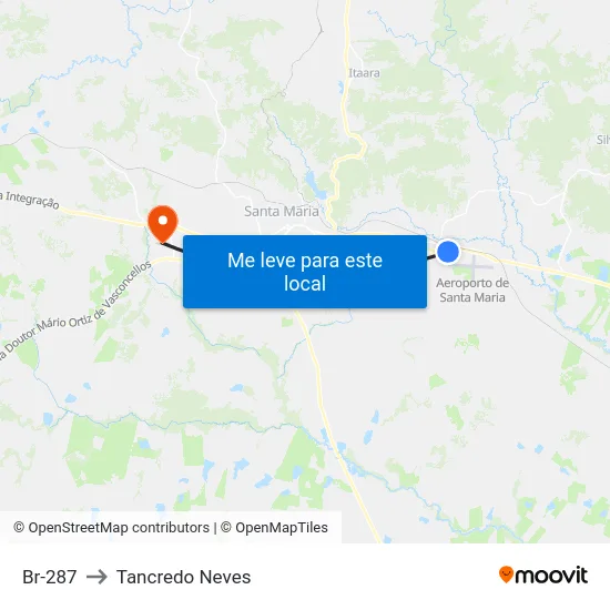 Br-287 to Tancredo Neves map