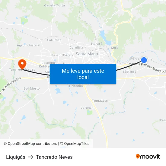 Liquigás to Tancredo Neves map