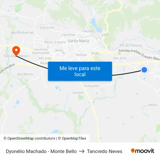 Dyonélio Machado - Monte Bello to Tancredo Neves map